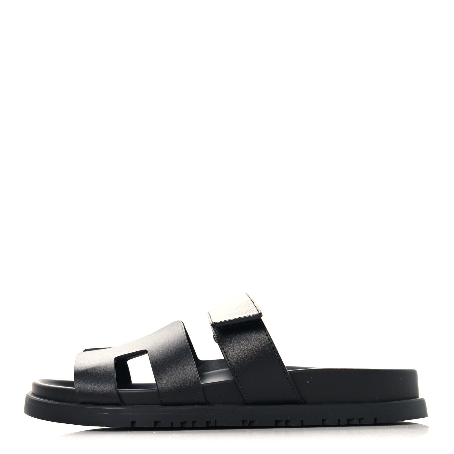 Hermes Calfskin Womens Chypre Sandals 36.5 Black 1 of 10