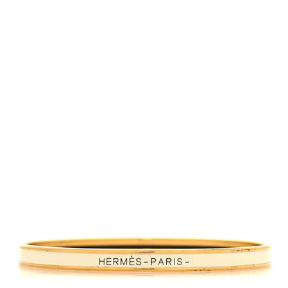 Hermes Enamel Printed Extra Narrow Bracelet 65 Craie 1 of 5