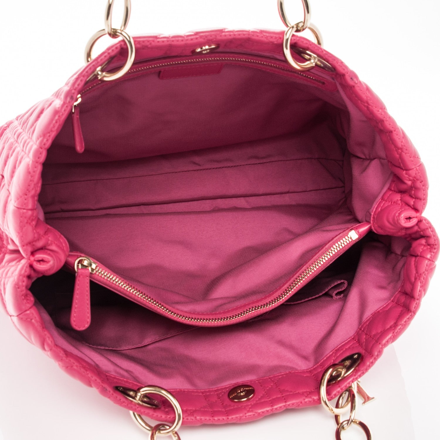 Christian Dior Lambskin Cannage Large Dior Soft Shopping Tote Fuchsia 6 of 9