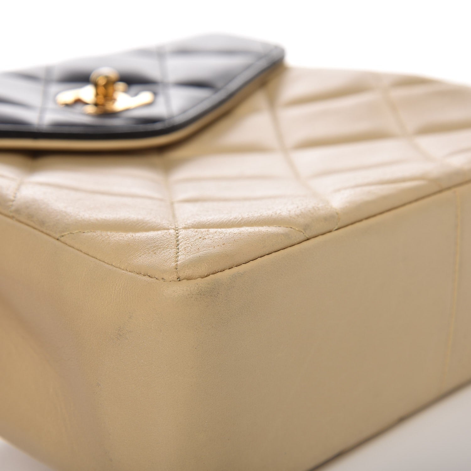 Chanel Lambskin Quilted Bi-Color Flap Beige Black 9 of 12
