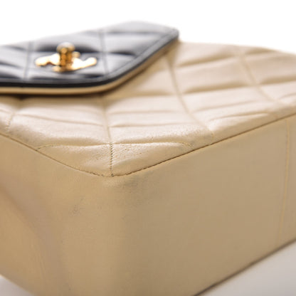 Chanel Lambskin Quilted Bi-Color Flap Beige Black 9 of 12