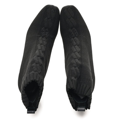 Hermes Knit Calfskin Volver 60 Ankle Boots 38 Black 2 of 9
