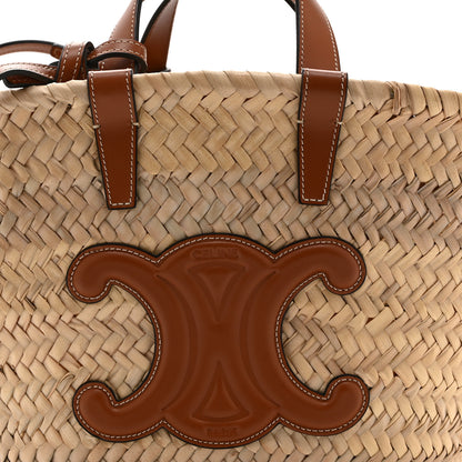 Celine Raffia Calfskin Triomphe Teen Panier Tan 8 of 10