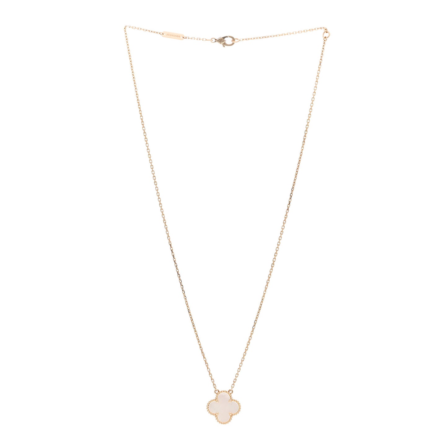 18K Yellow Gold Mother of Pearl Vintage Alhambra Pendant Necklace