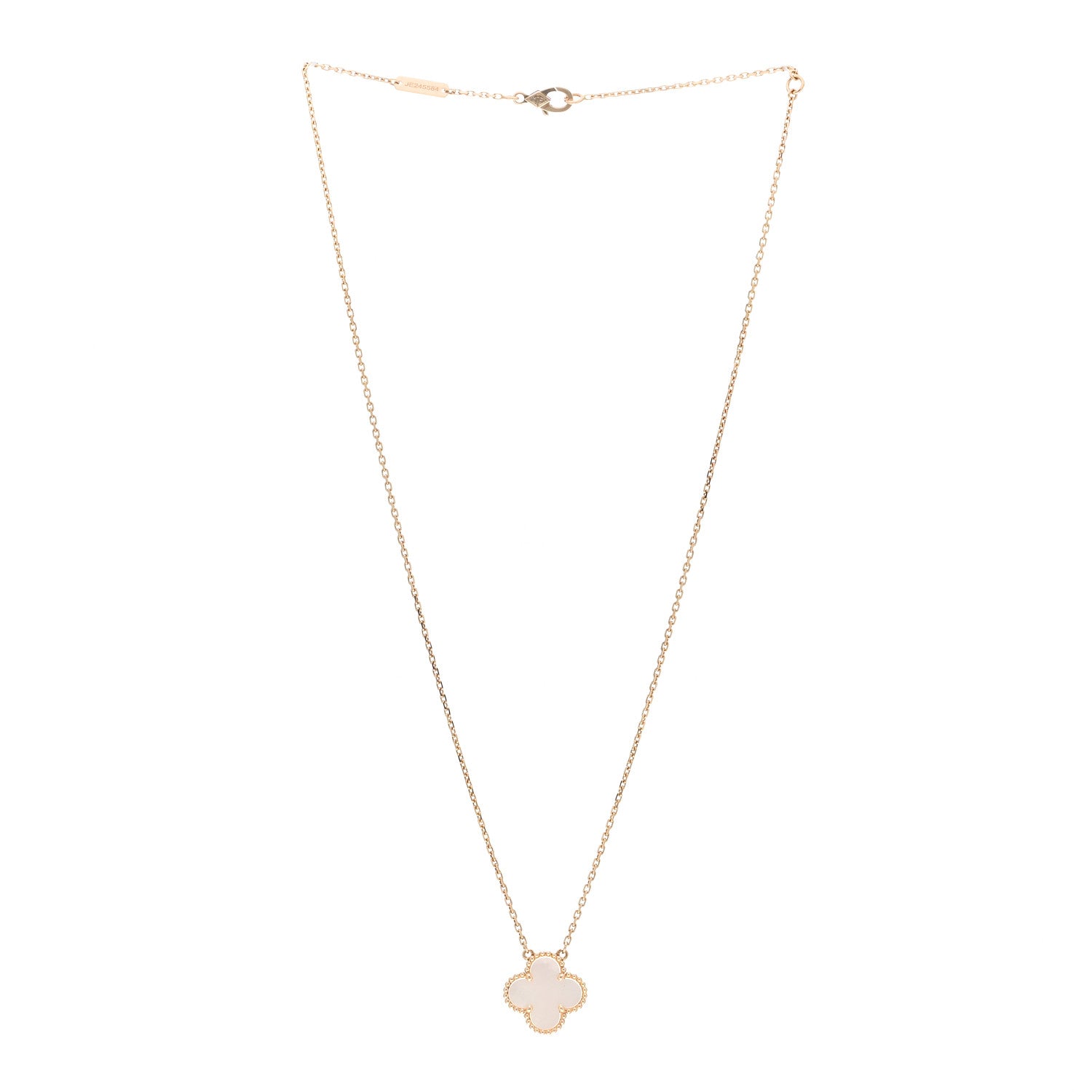 Van Cleef & Arpels 18K Yellow Gold Mother of Pearl Vintage Alhambra Pendant Necklace 3 of 5