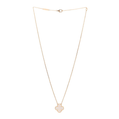 Van Cleef & Arpels 18K Yellow Gold Mother of Pearl Vintage Alhambra Pendant Necklace 3 of 5