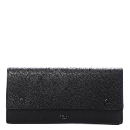 Celine Drummed Calfskin Large Multifunction Flap Wallet Black 1 of 9