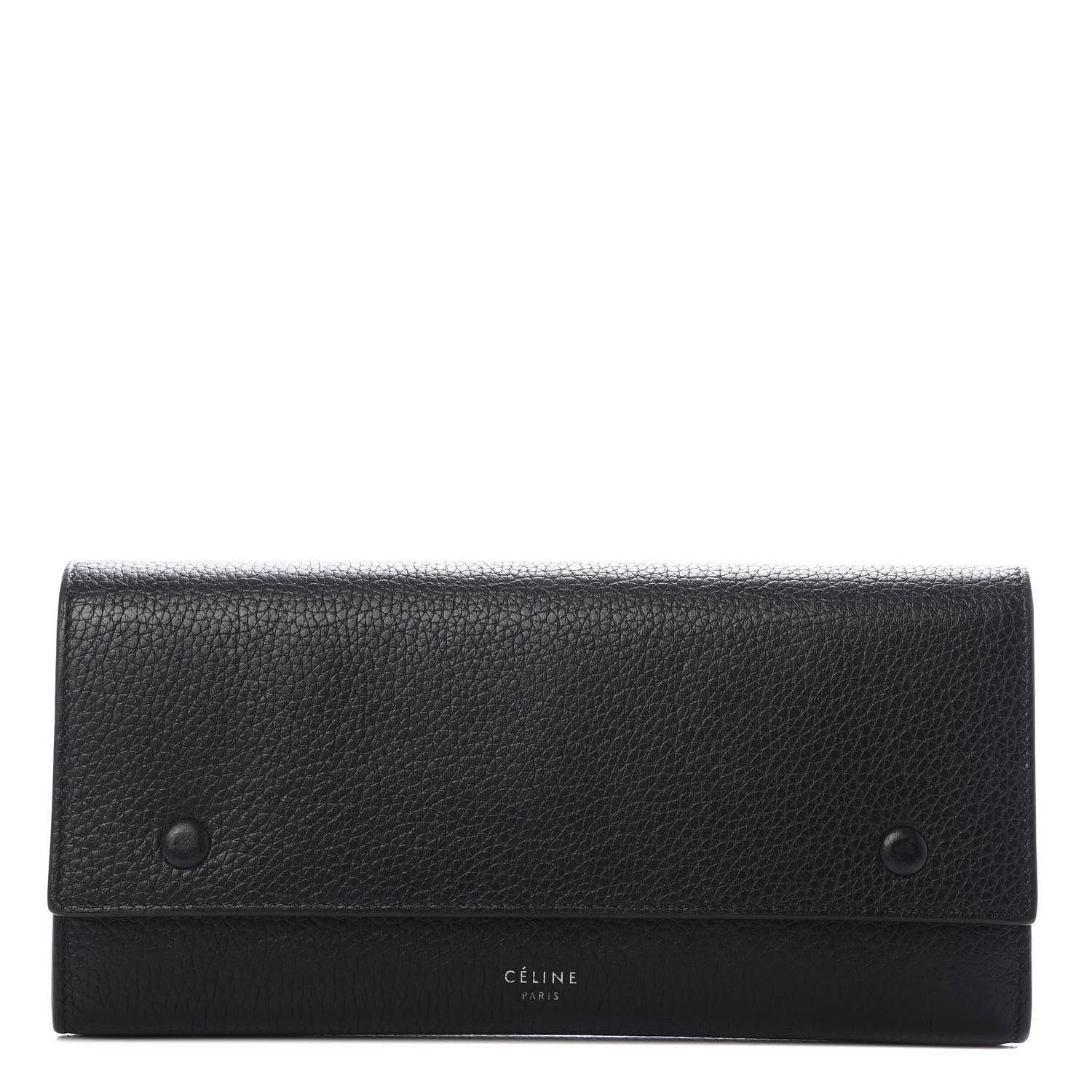 Celine Drummed Calfskin Large Multifunction Flap Wallet Black 1 of 10