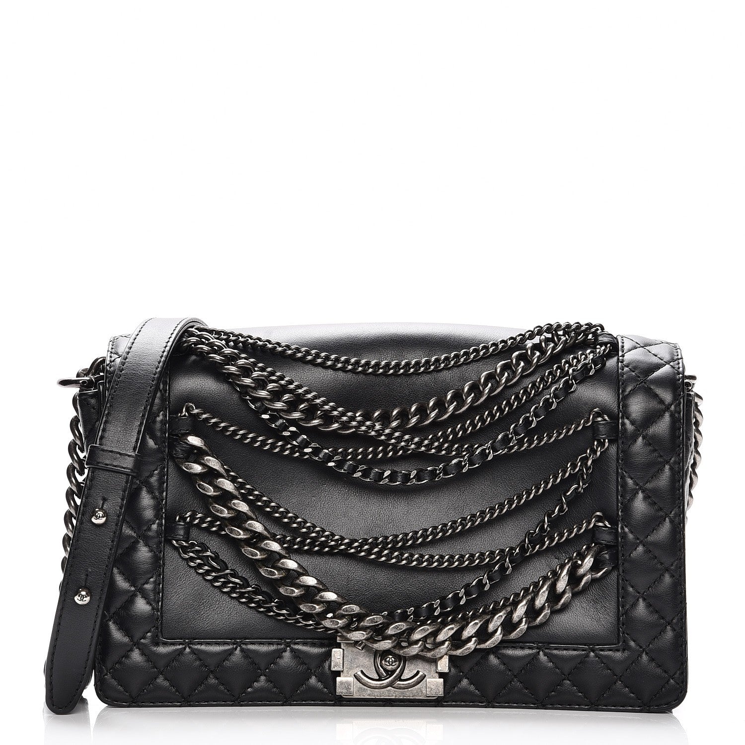 Chanel Calfskin Enchained Medium Boy Flap Black 1 of 7