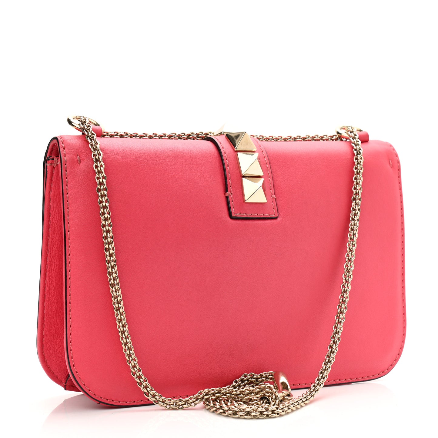 Vitello Medium Glam Lock Rockstud Flap Deep Rose