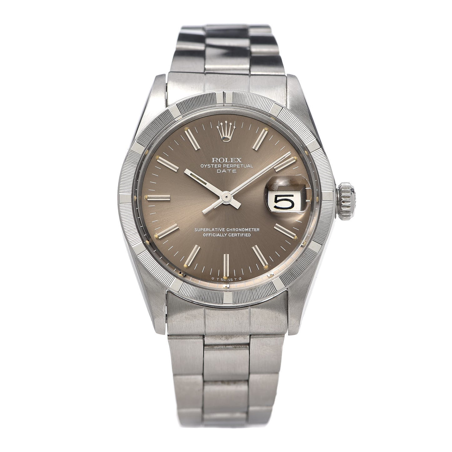 Stainless Steel 34mm Oyster Perpetual Date Watch Brown 1501