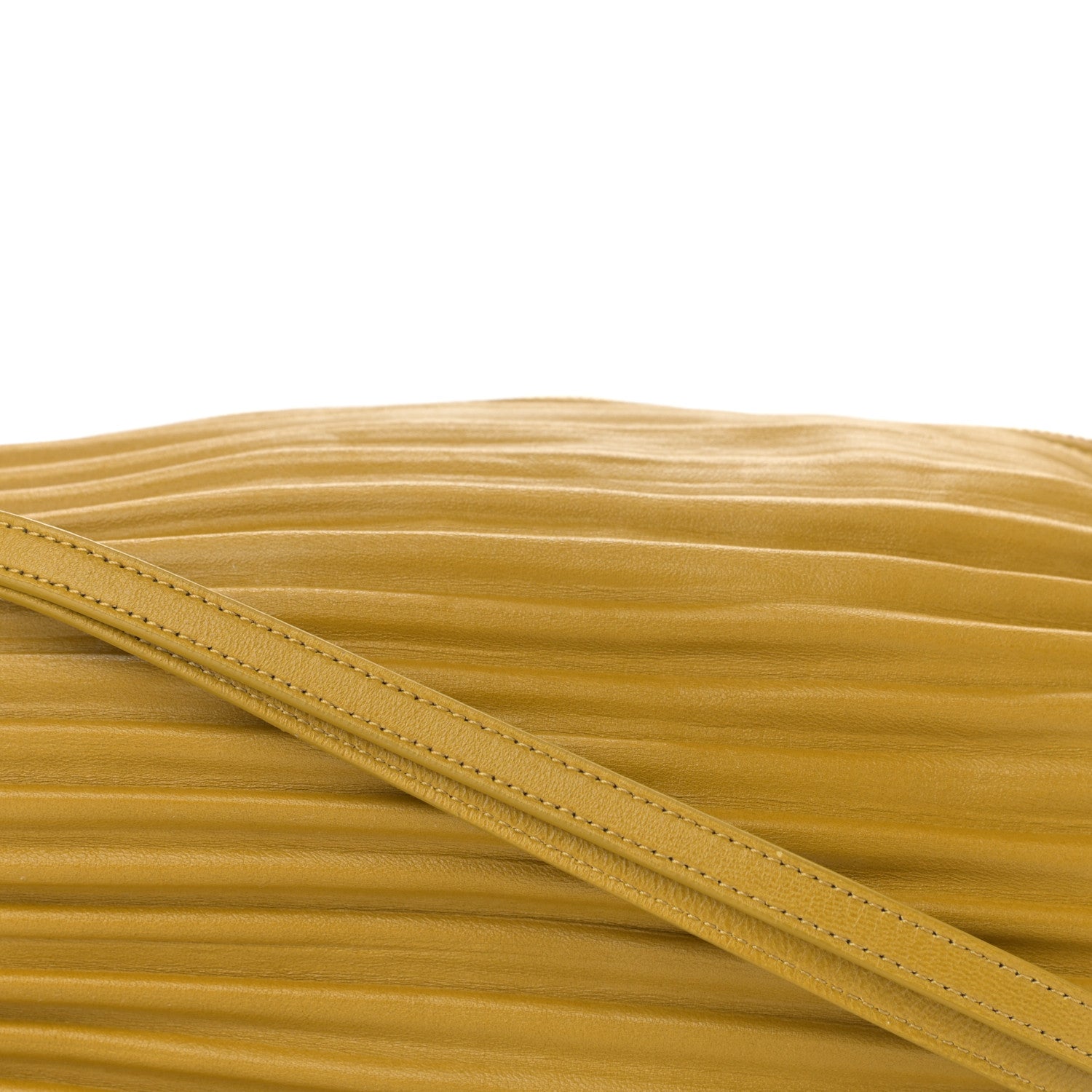 Loewe Lambskin Pleated Bracelet Pouch Shoulder Bag Ochre 7 of 10