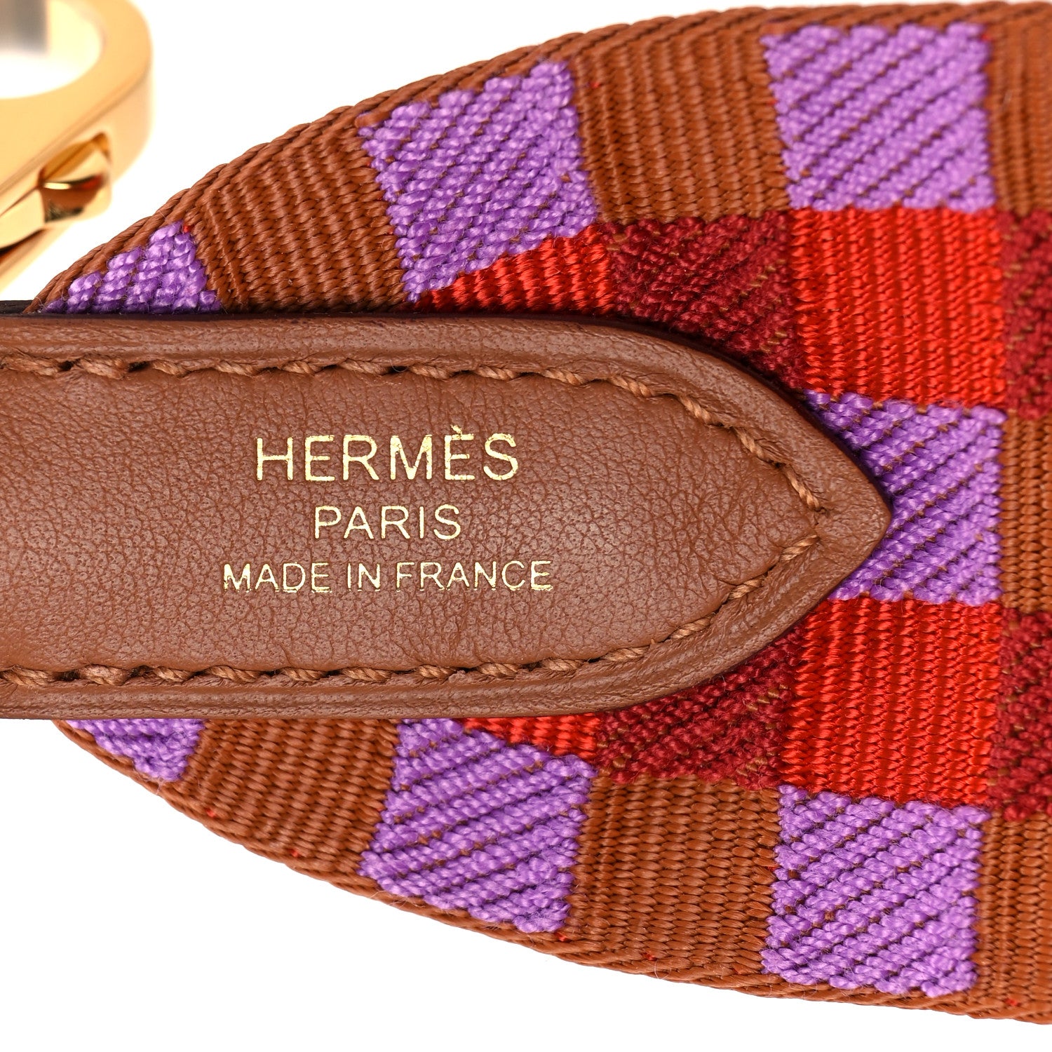 Hermes Toile Taurillon Clemence 50mm Maxi Quadrille Shoulder Strap Capucine Parme Rouge Duchess Gold 3 of 4