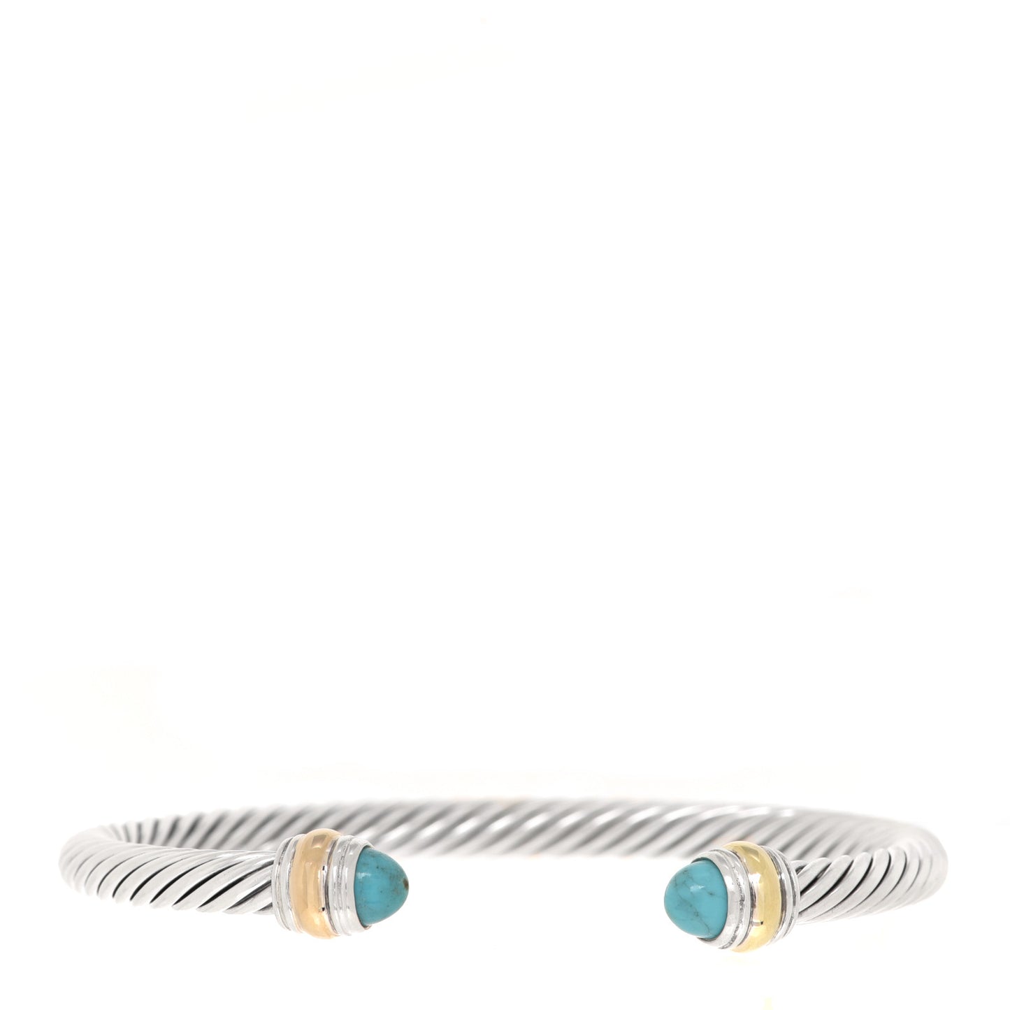 Sterling Silver 14K Yellow Gold Turquoise 5mm Cable Classics Bracelet