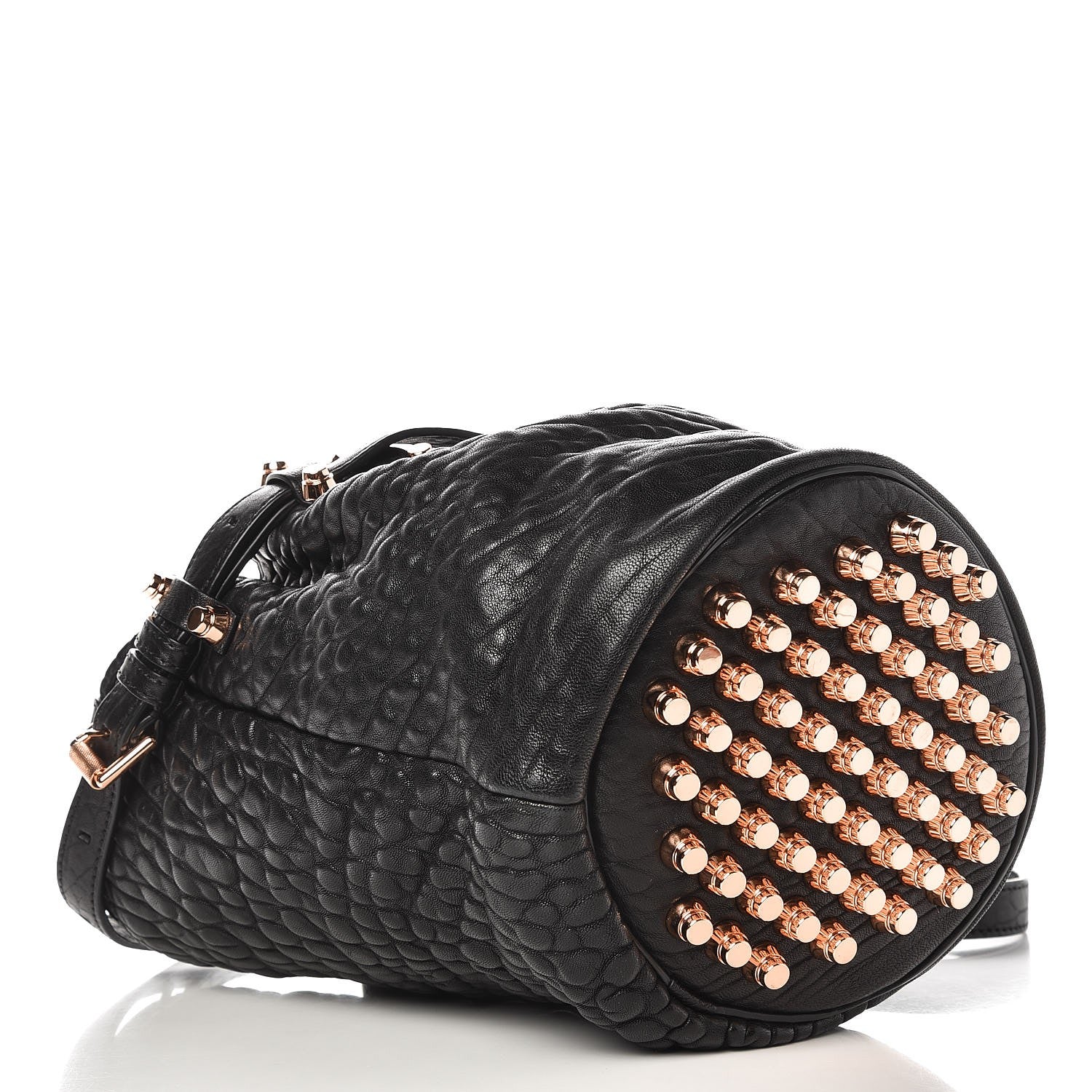 Alexander Wang Pebbled Lambskin Diego Bucket Black Rose Gold Hardware 4 of 7