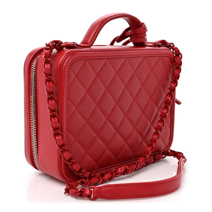 Chanel Lambskin Quilted Medium CC Filigree Vanity Case Dark Red 2 of 11
