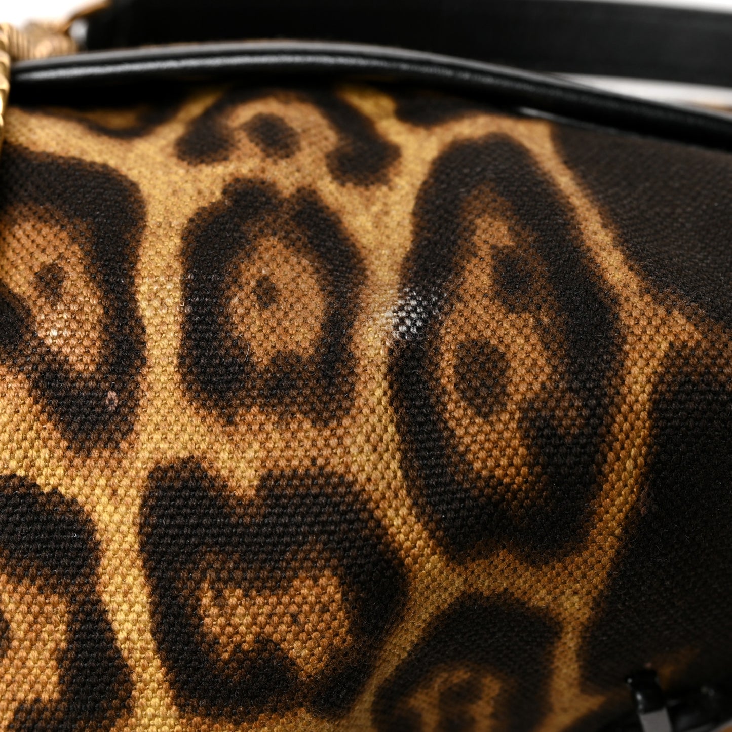 Smooth Calfskin Canvas Leopard Print Medium Niki Chain Satchel Light Natural