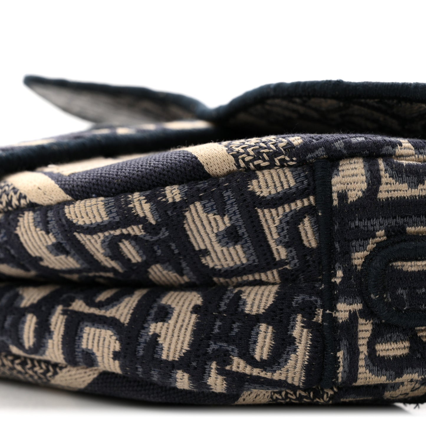 Oblique Embroidered Saddle Bag Blue