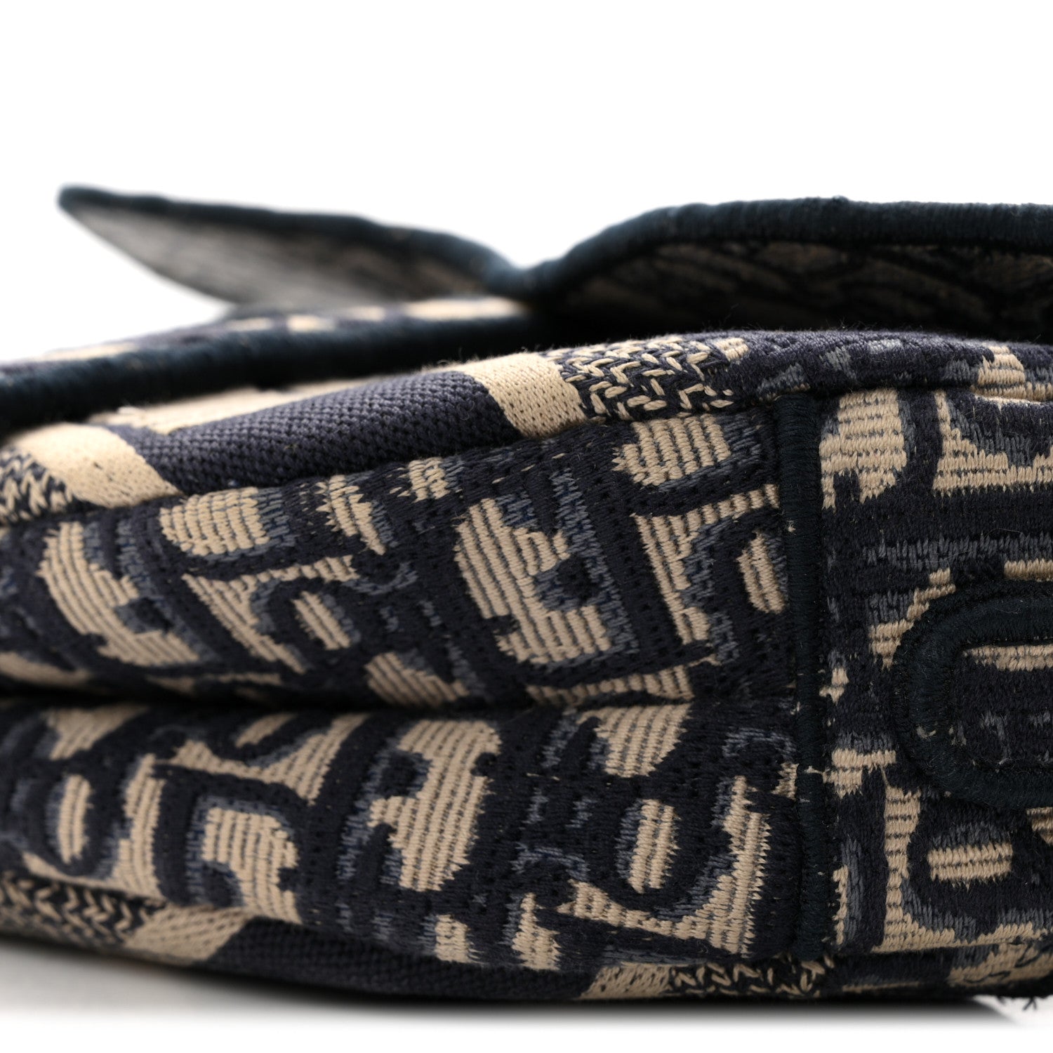 Christian Dior Oblique Embroidered Saddle Bag Blue 10 of 13