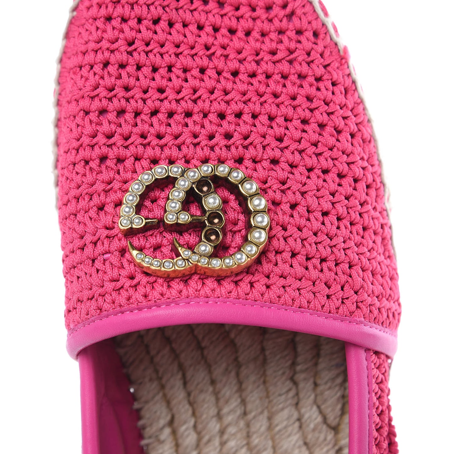 Cotton Crochet Pearly GG Marmont Espadrilles 39 Cyclamen Rose