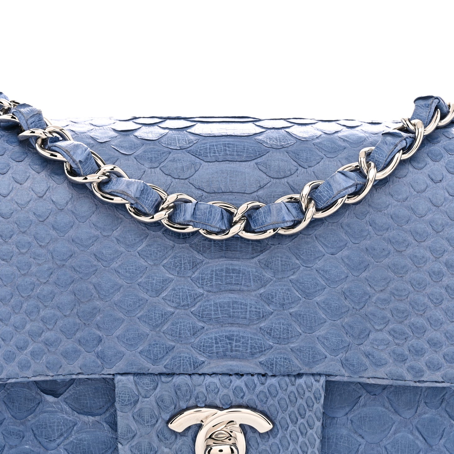 Snakeskin Mini Rectangular Flap Blue