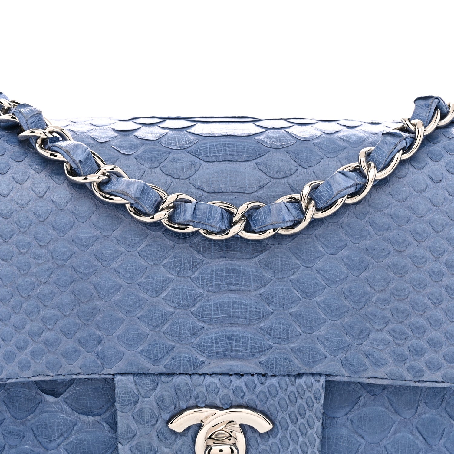 Chanel Snakeskin Mini Rectangular Flap Blue 7 of 11