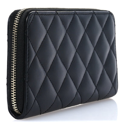 Chanel Lambskin Quilted Medium Zip Around Wallet Black 3 of 9