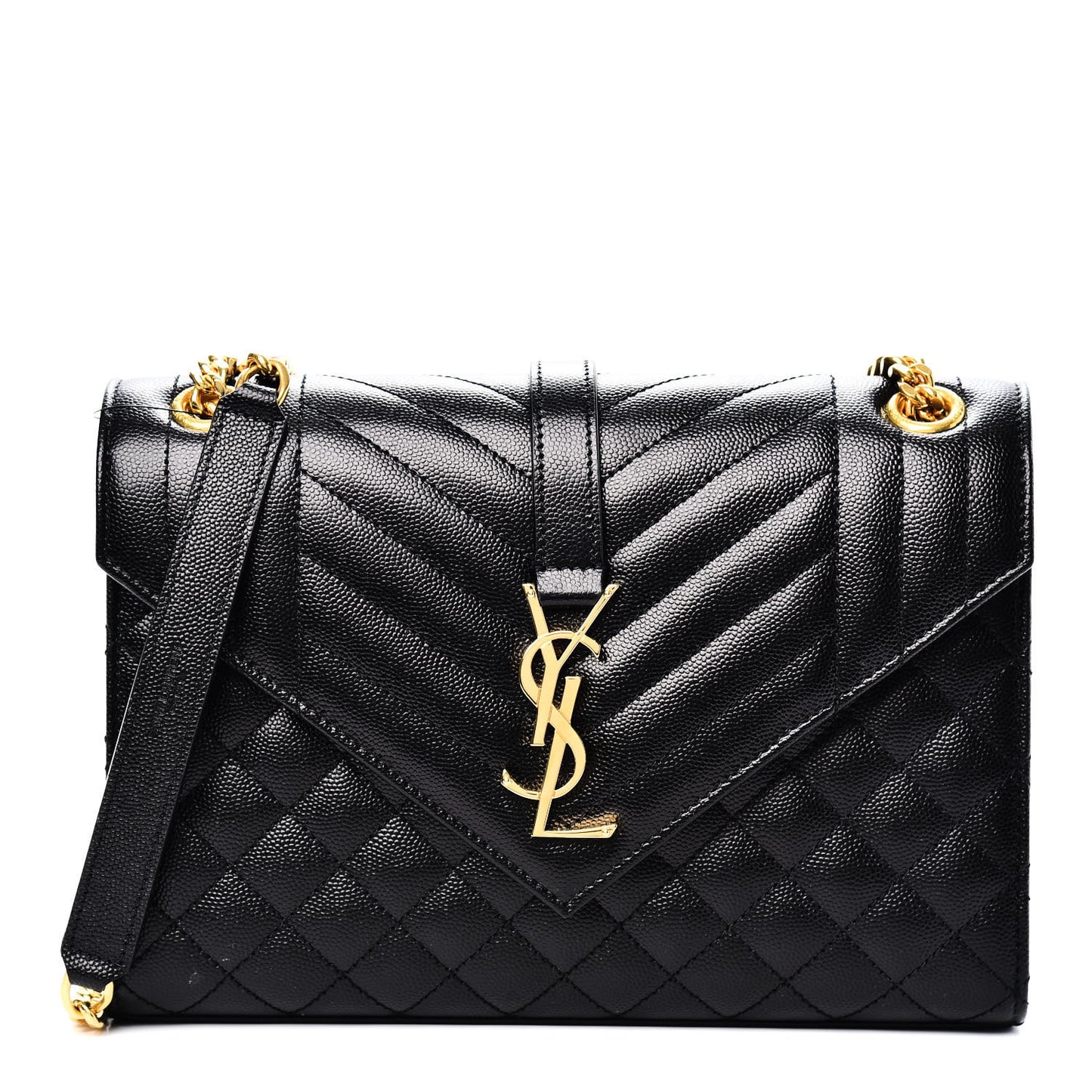 Grain De Poudre Textured Mixed Matelasse Triquilt Medium Monogram Satchel Black