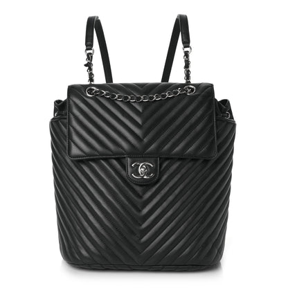 Chanel Calfskin Chevron Quilted Large Urban Spirit Backpack Black 1 of 9