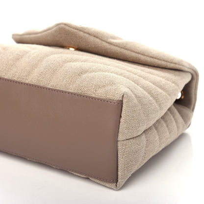 Saint Laurent Linen Y Quilted Monogram Small Loulou Chain Satchel Natural Taupe 9 of 9