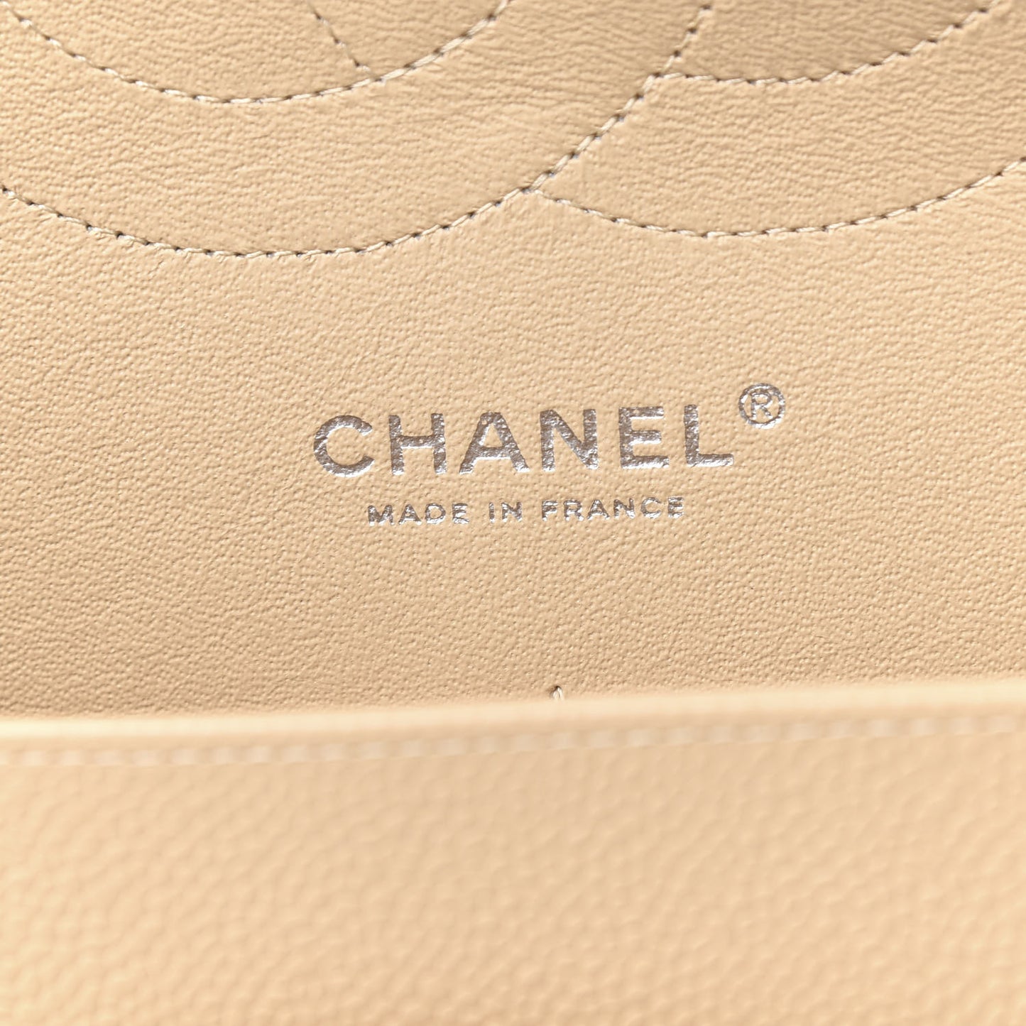 Caviar Quilted Jumbo Double Flap Light Beige