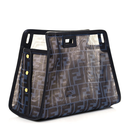 Fendi Mesh Vitello Century FF 1974 Mini Peekaboo Defender Cover Azzurro Black Ebano 2 of 14