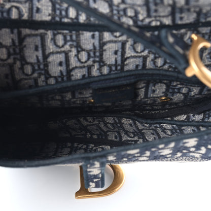 Christian Dior Oblique Embroidered Saddle Bag Blue 4 of 7