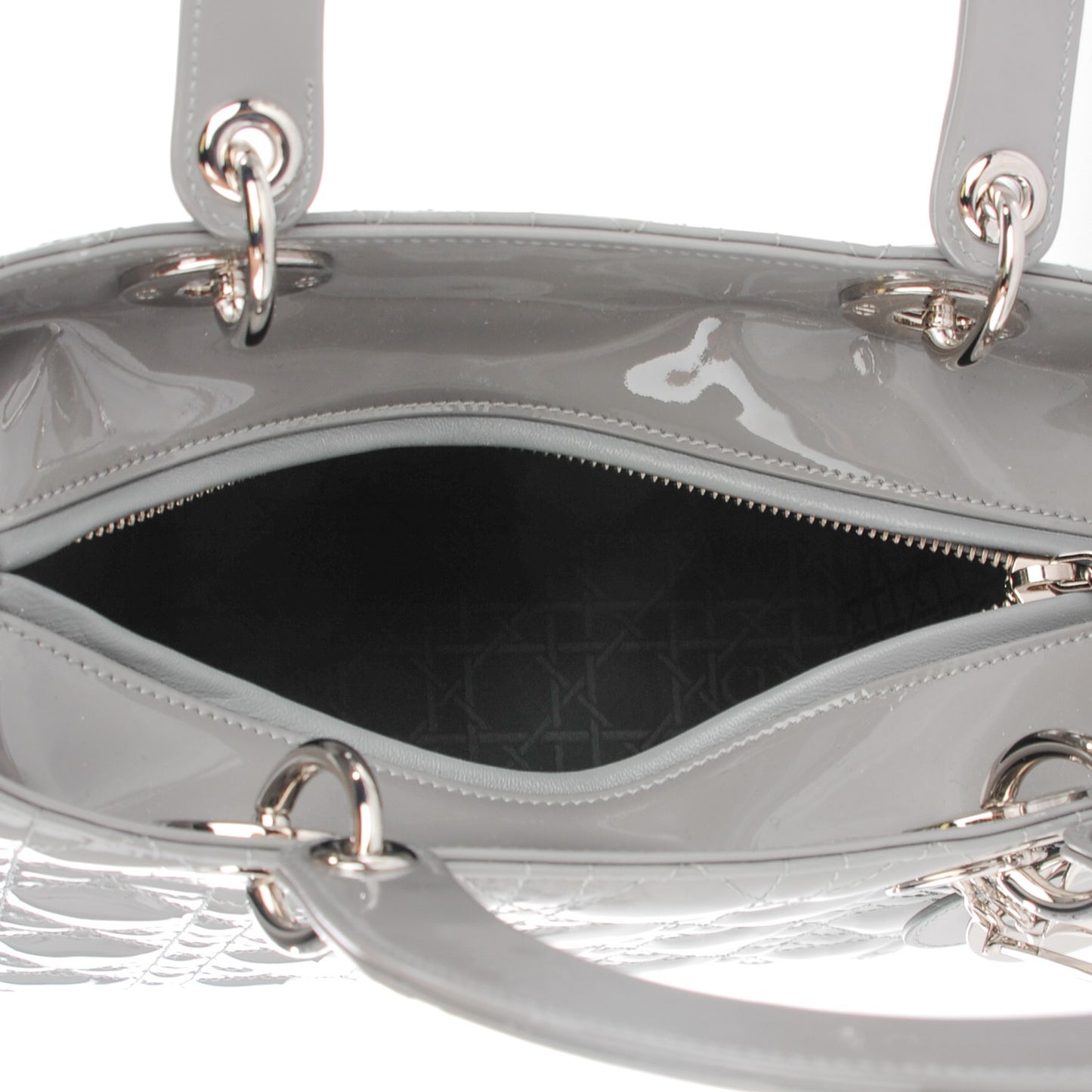 Patent Cannage Medium Lady Dior Grey