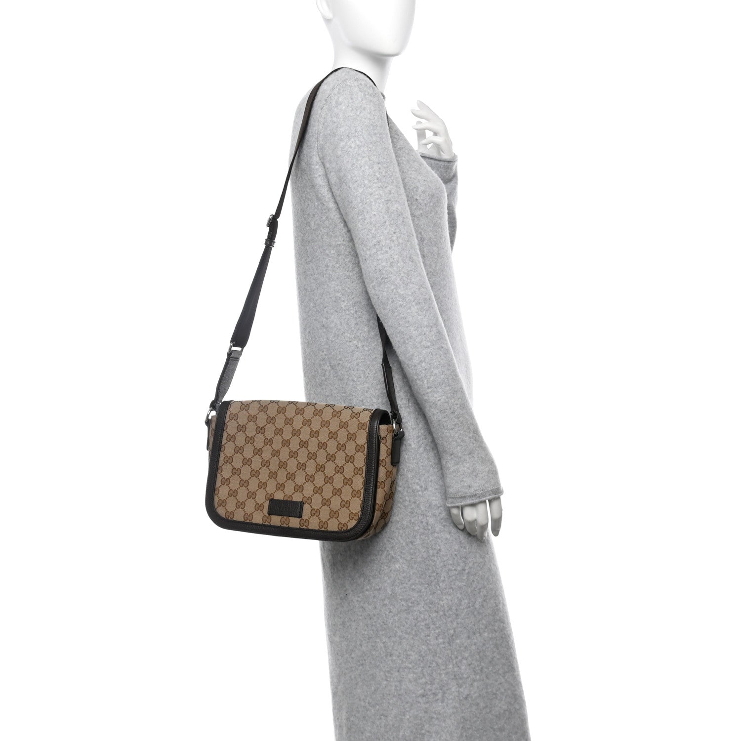 Gucci Monogram Flap Messenger Bag Beige Dark Brown 2 of 11