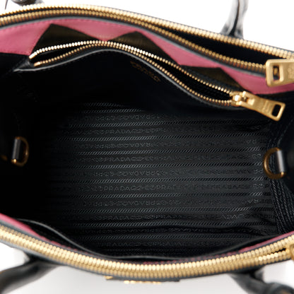 Prada Saffiano City Calfskin Greche Paradigme Bag Black Begonia 5 of 10