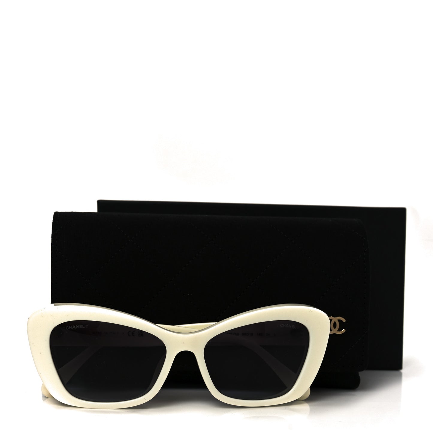 Acetate Pearl Cat Eye CC Sunglasses 5481-H-A White