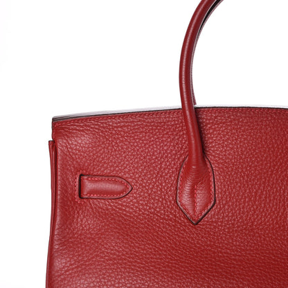 Hermes Taurillon Clemence Birkin 35 Rouge Casaque 26 of 33