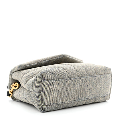 Saint Laurent Denim Y Quilted Monogram Toy Loulou Crossbody Bag Grey 4 of 13