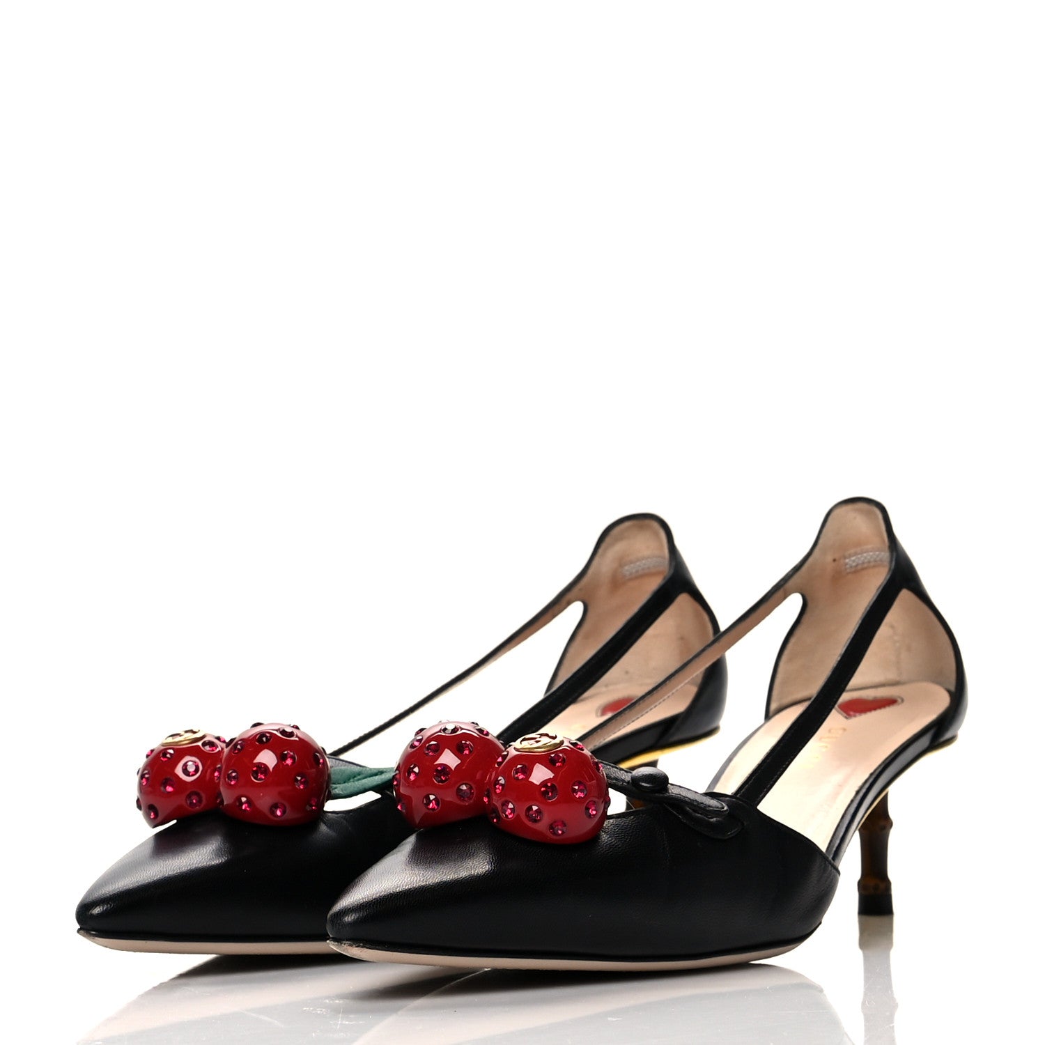 Gucci Nappa Unia Cherry Pumps 39 Black 3 of 12