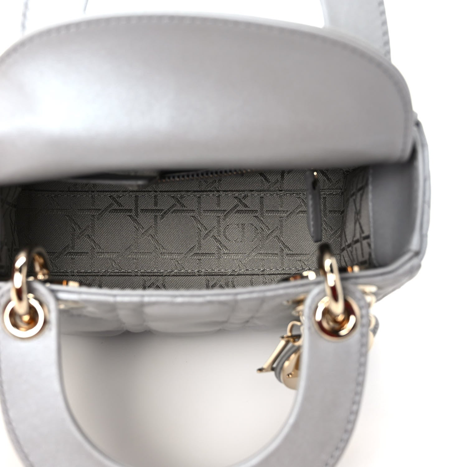 Christian Dior Metallic Lambskin Cannage Mini Lady Dior Grey 5 of 10