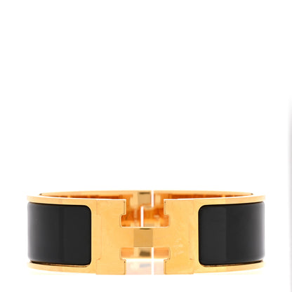Hermes Enamel Wide Clic Clac H Bracelet GM Black 1 of 5