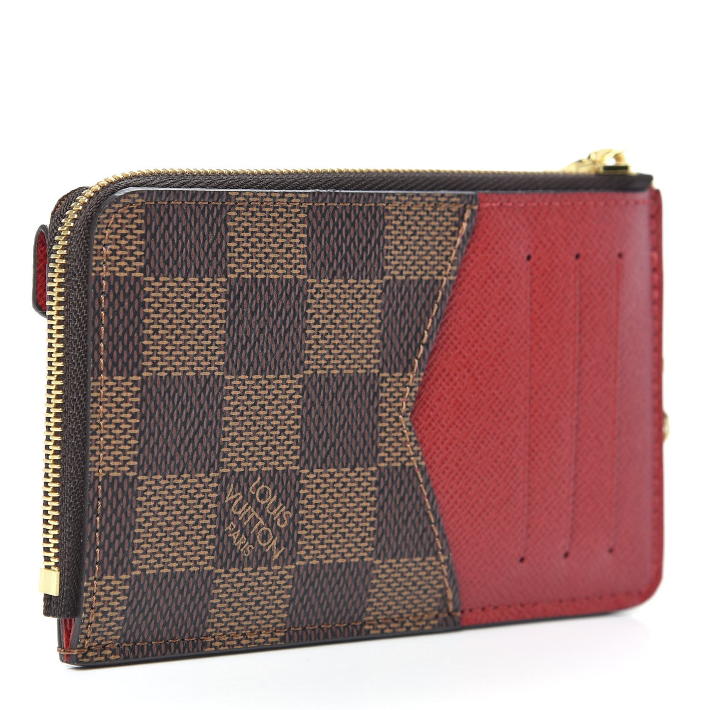 Damier Ebene Recto Verso Card Holder Red