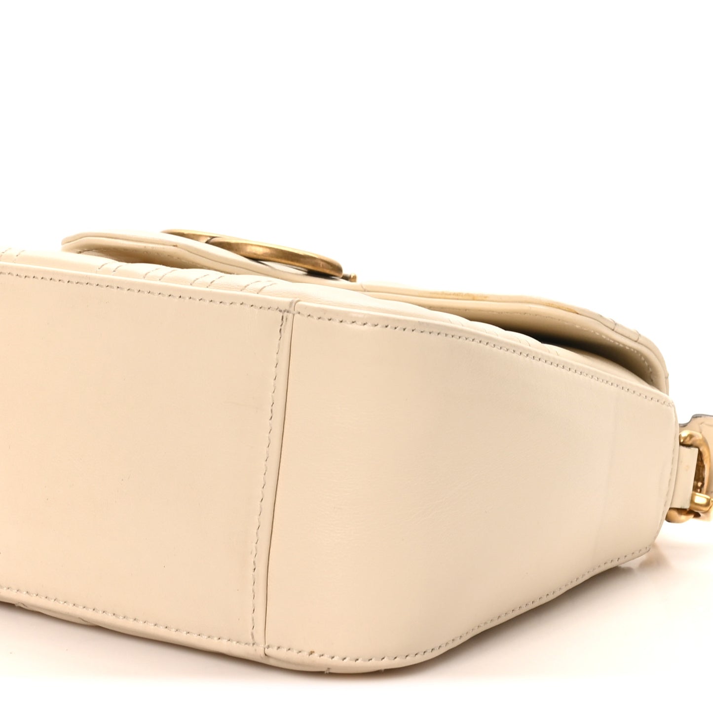 Calfskin Matelasse Mini GG Marmont Top Handle Shoulder Bag White