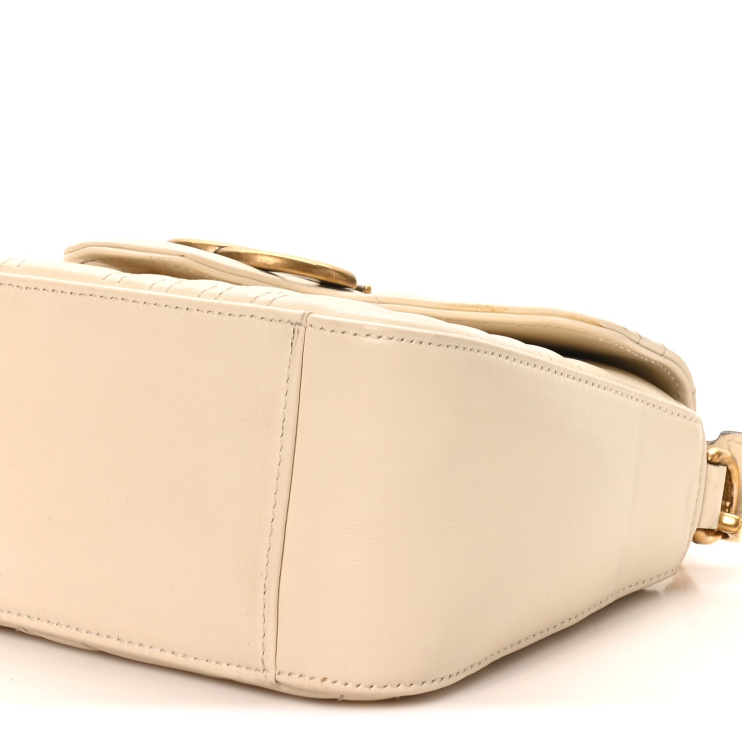 Gucci Calfskin Matelasse Mini GG Marmont Top Handle Shoulder Bag White 10 of 10