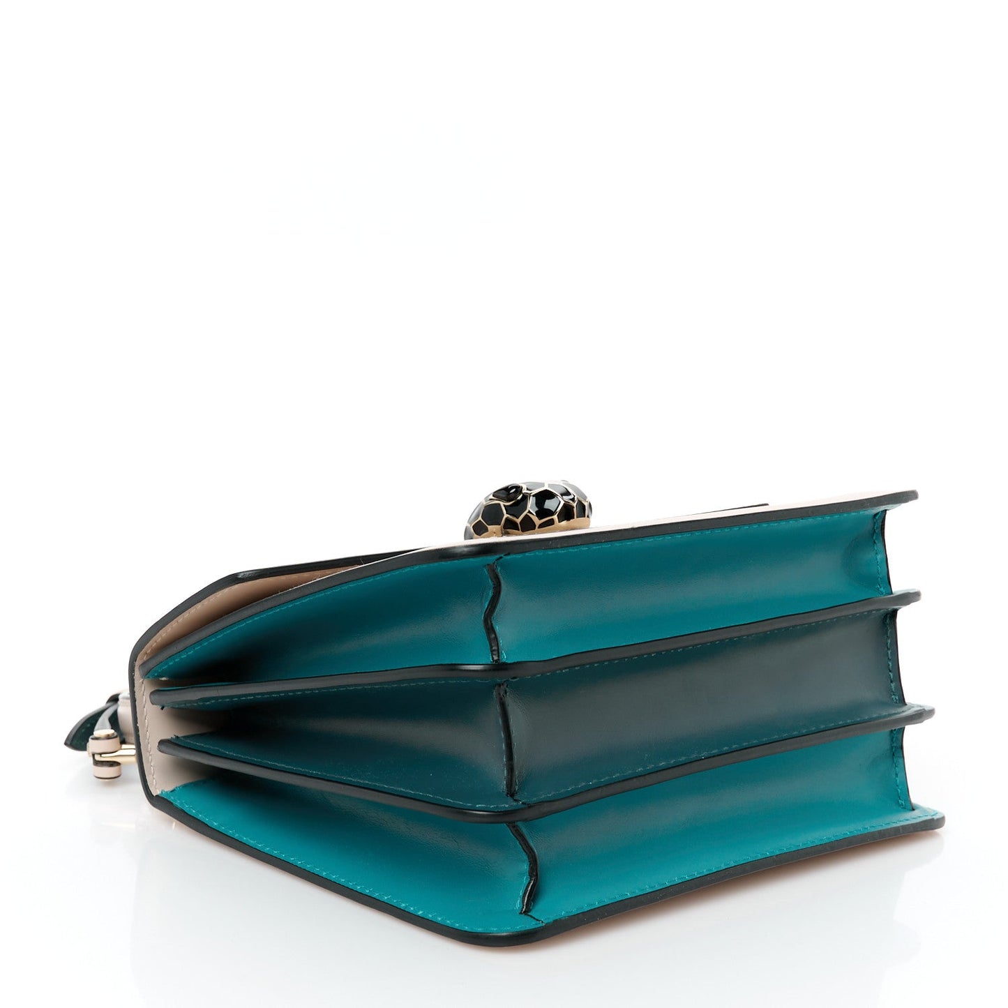 Calfskin Serpenti Forever Top Handle Beige Green