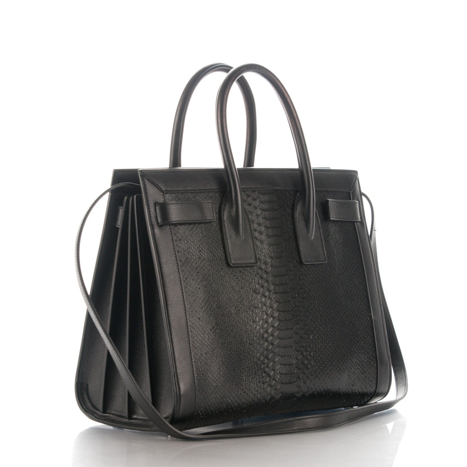 Saint Laurent Python Calfskin Embossed Small Sac de Jour Black 3 of 11