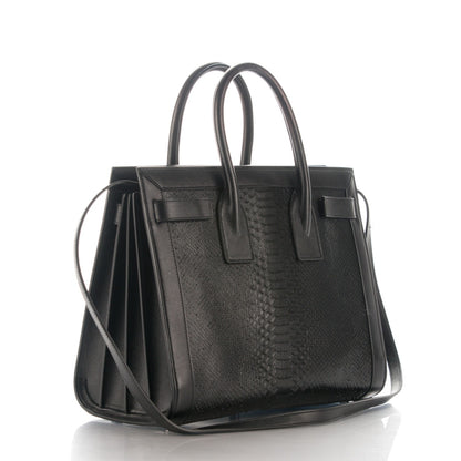 Saint Laurent Python Calfskin Embossed Small Sac de Jour Black 3 of 11