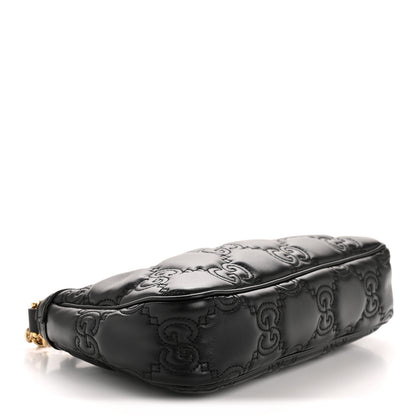 Gucci Calfskin GG Matelasse Chain Handbag Black Natural 4 of 13