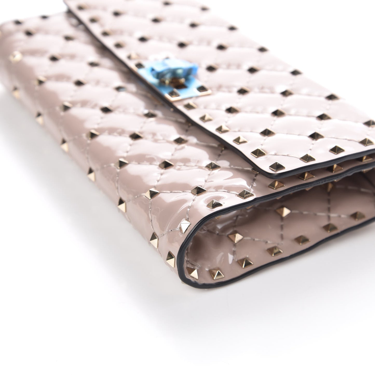 Patent Rockstud Spike Wallet on Chain Poudre